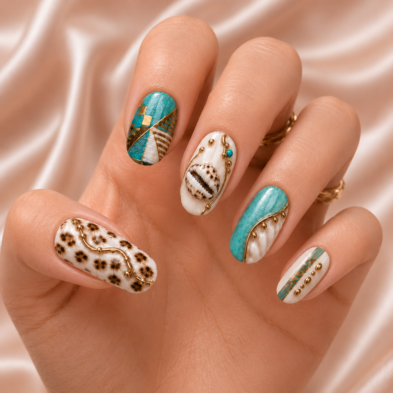 Cowrie Shell - Press-On Nails