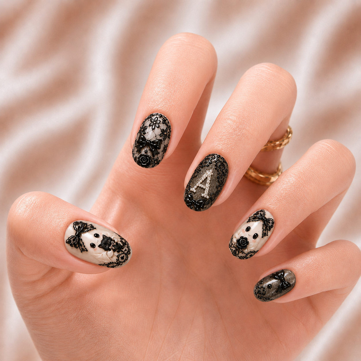 Preppy Ghost Coquette - Personalized Press-On Nails