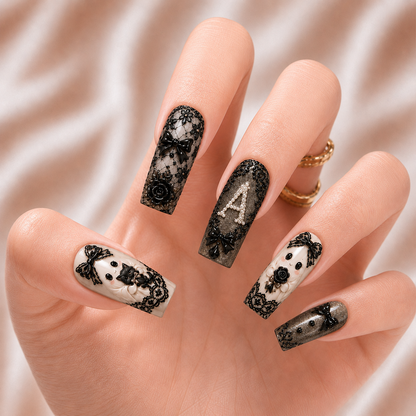 Preppy Ghost Coquette - Personalized Press-On Nails