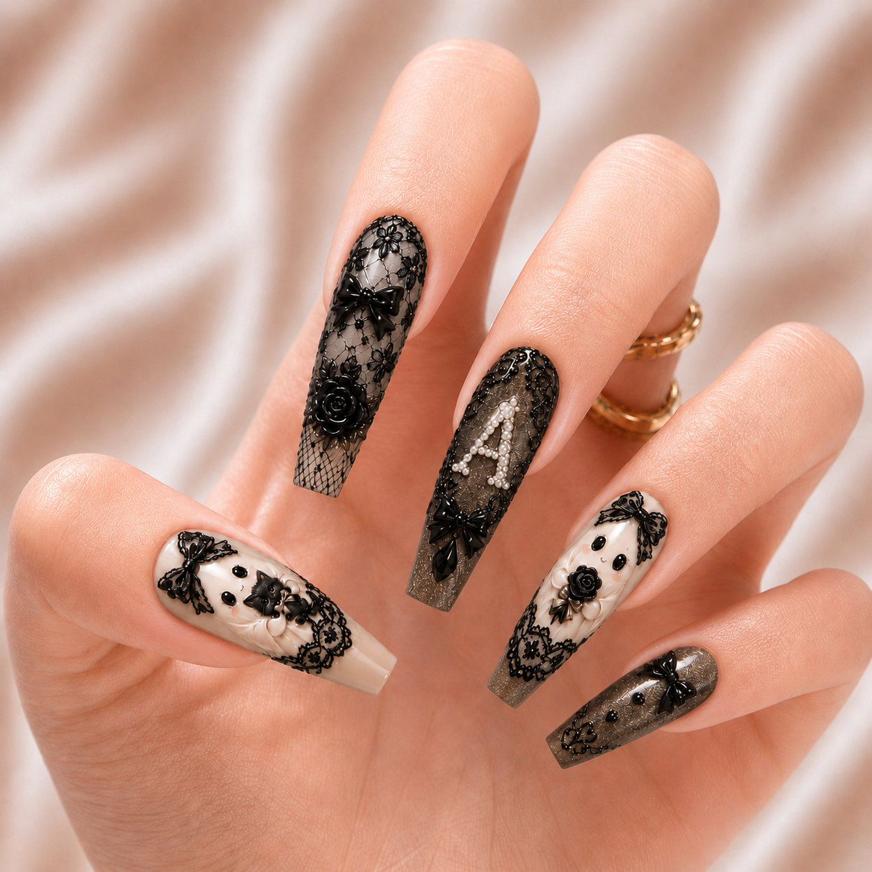 Preppy Ghost Coquette - Personalized Press-On Nails