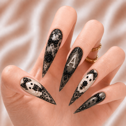 Preppy Ghost Coquette - Personalized Press-On Nails
