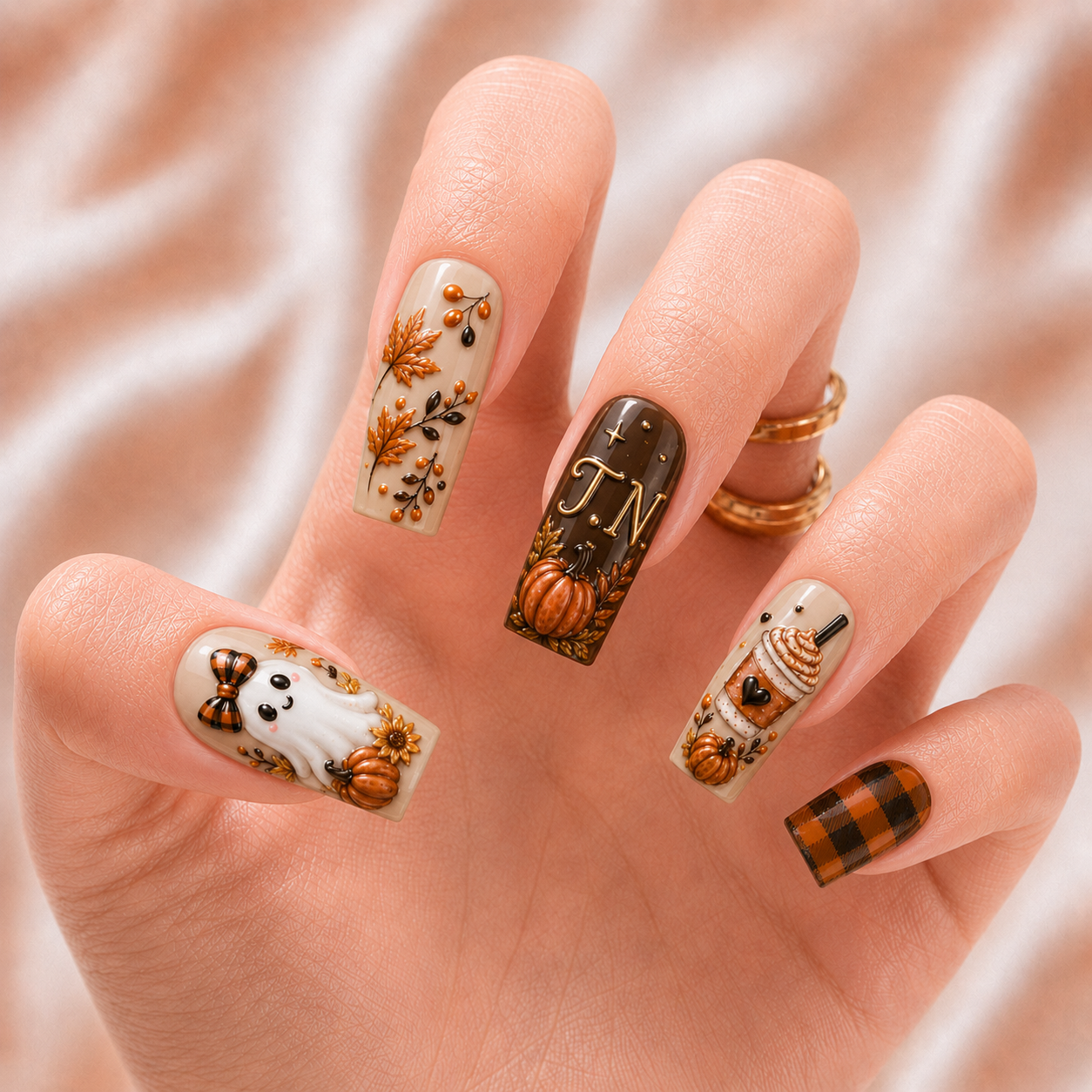 Cute Autumn Boo - Personalized Press-On Nails