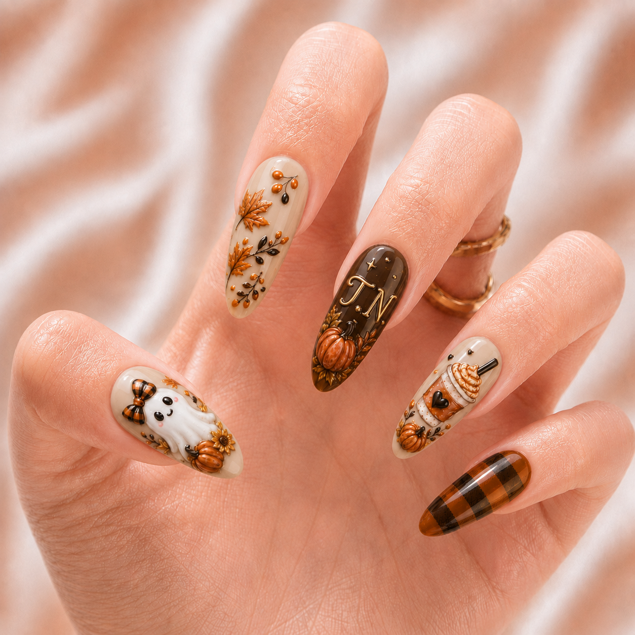 Cute Autumn Boo - Personalized Press-On Nails