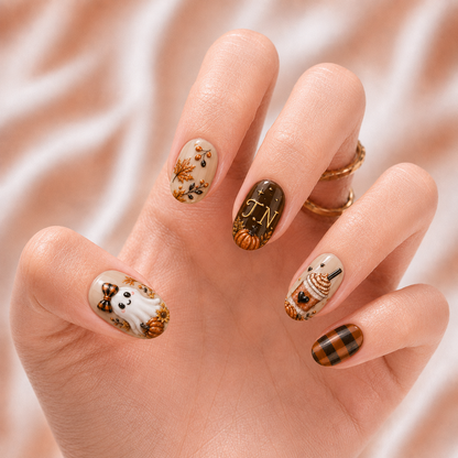 Cute Autumn Boo - Personalized Press-On Nails