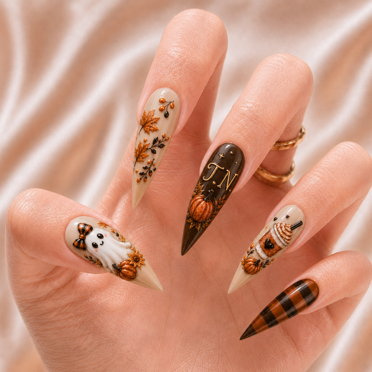 Cute Autumn Boo - Personalized Press-On Nails