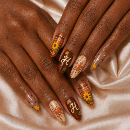 Fall Raccoon Striped - Personalized Press-On Nails