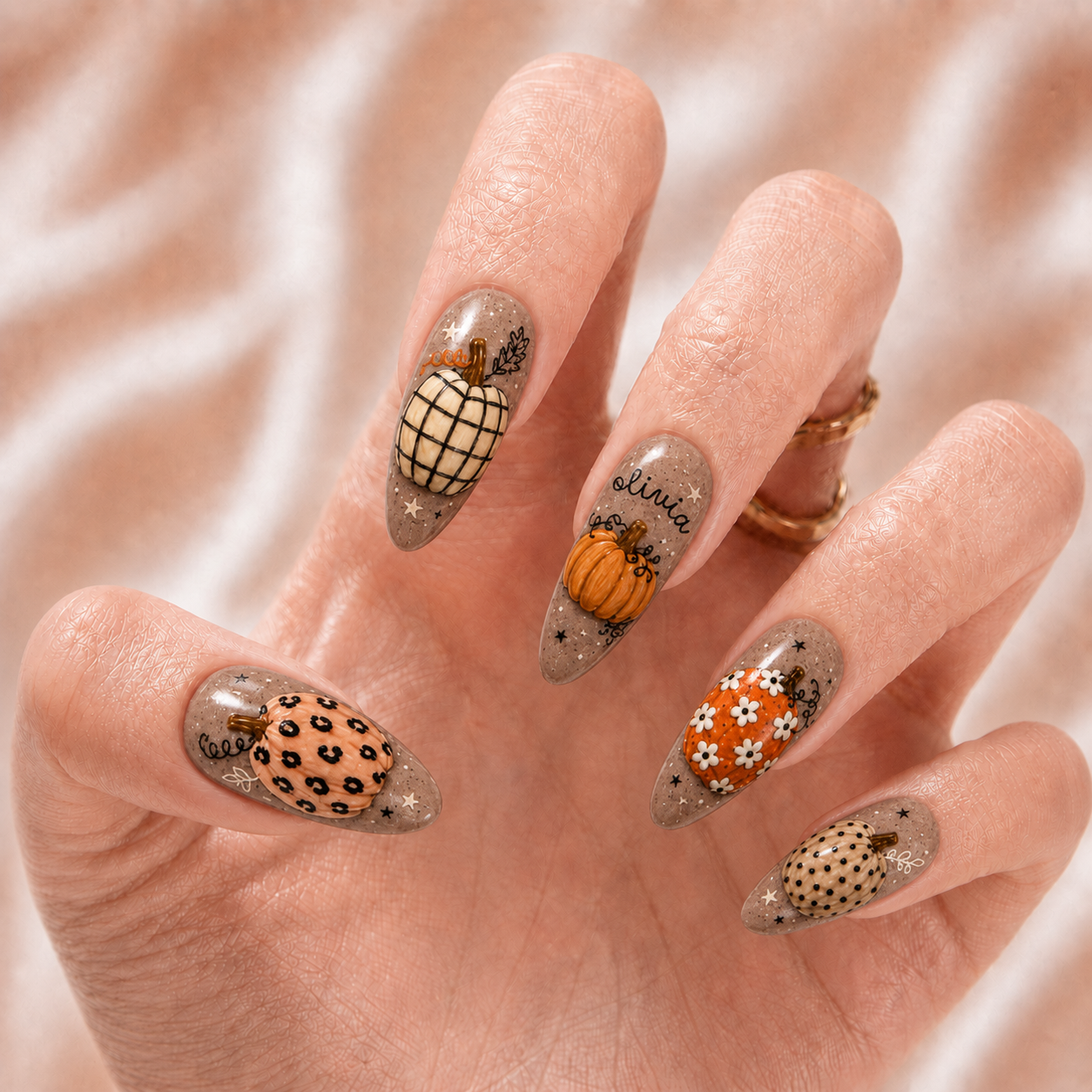 Boho Pumpkin - Personalized Press-On Nails