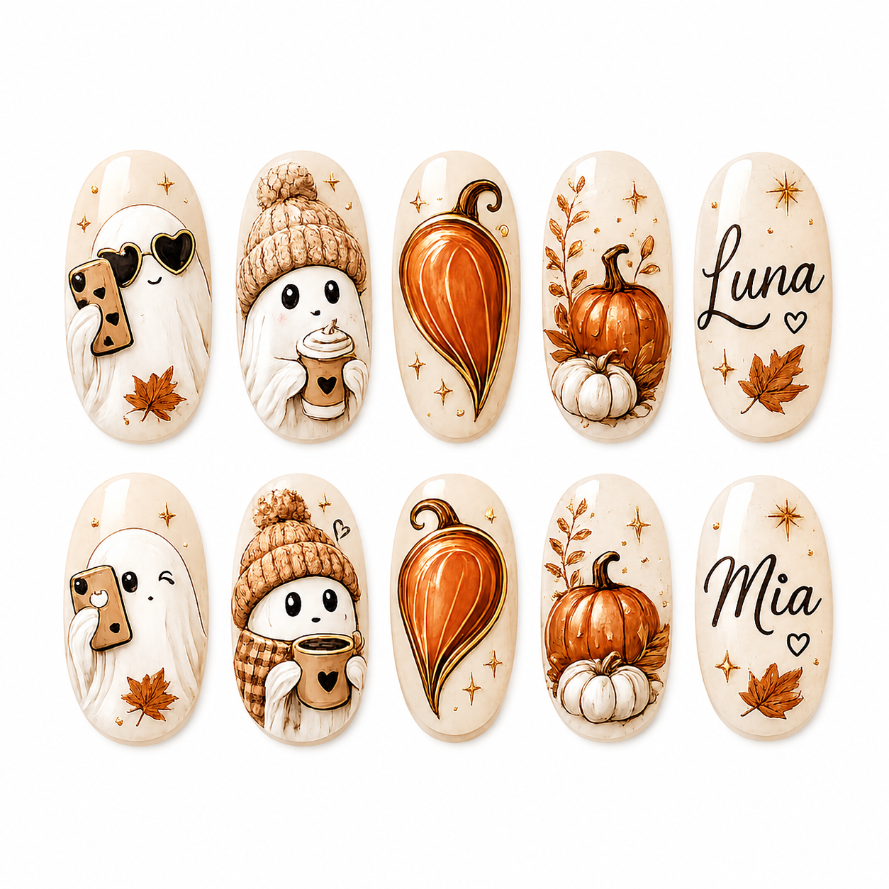 Preppy Ghost Coquette – Personalized Press-On Nails