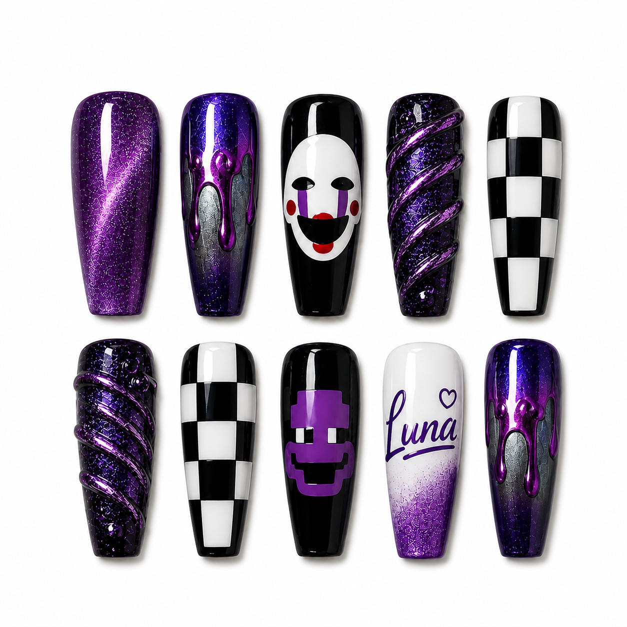 Custom Purple Puppet – Personalized Press-On Nails