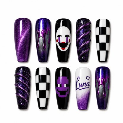 Custom Purple Puppet – Personalized Press-On Nails