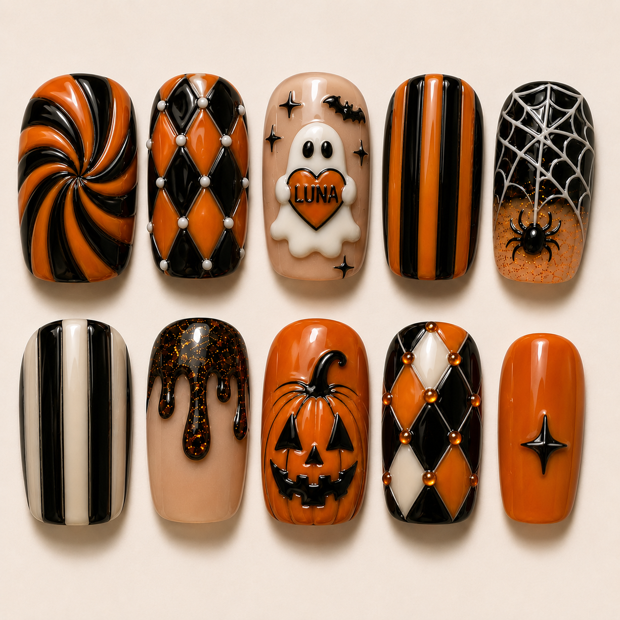 Pumpkin Parade – Personalized Press-On Nails
