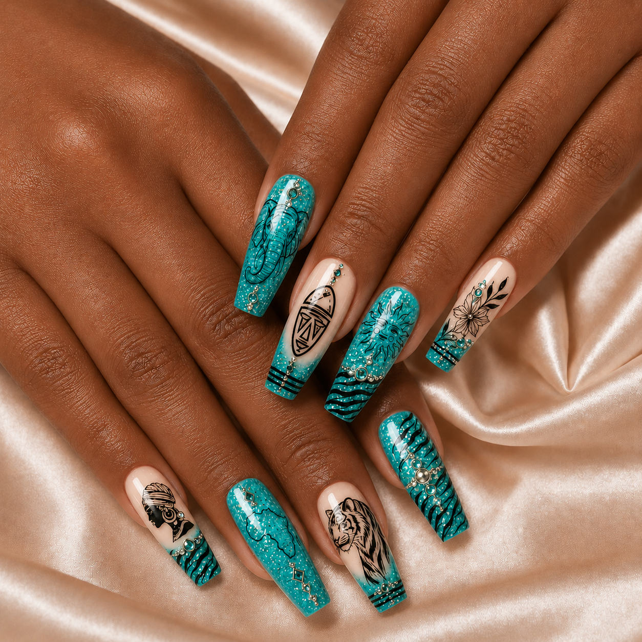 Tiffany Blue Glitter - Press-On Nails