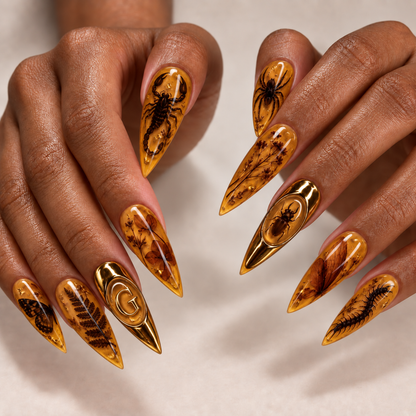 Amber Resin Insect - Personalized Press-On Nails