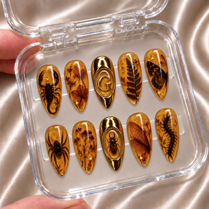 Amber Resin Insect - Personalized Press-On Nails
