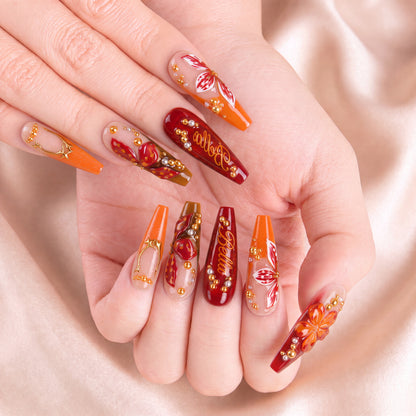 Amber Butterfly Glow - Personalized Press-On Nails