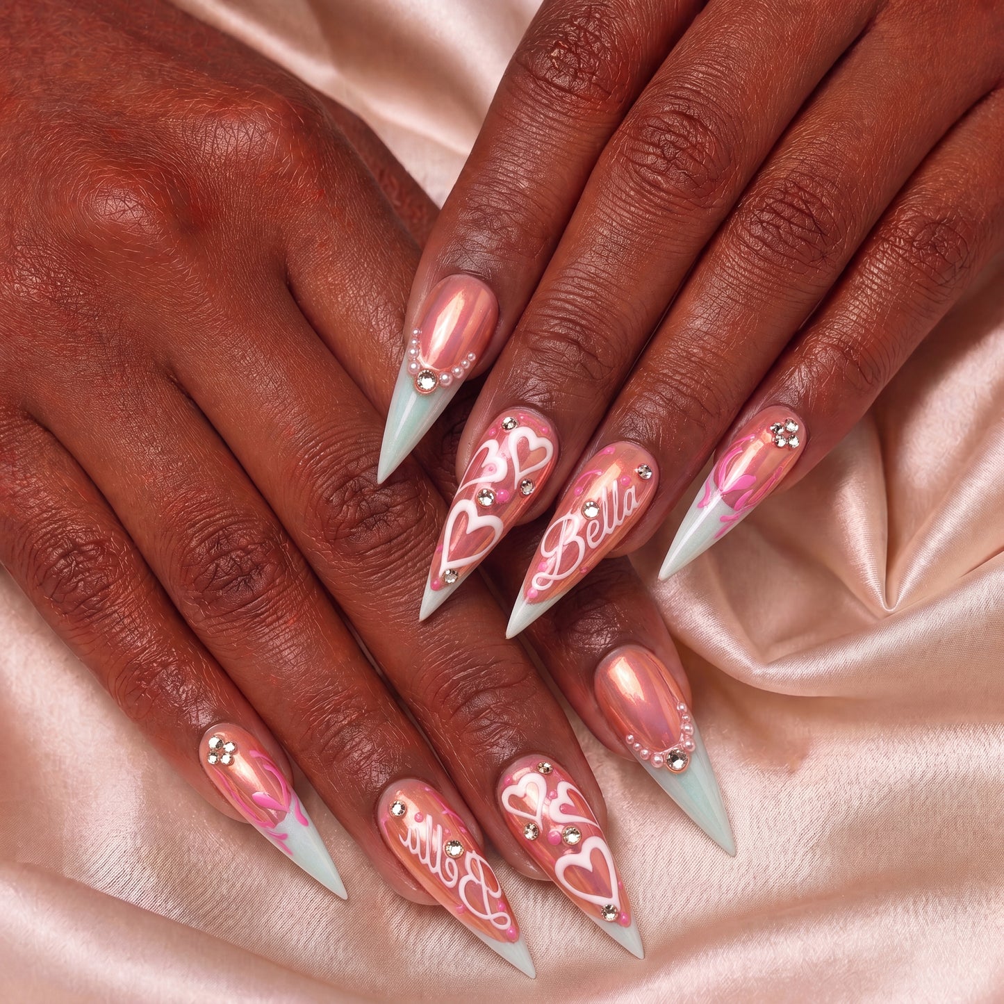Blushing Hearts - Personalized Press-On Nails