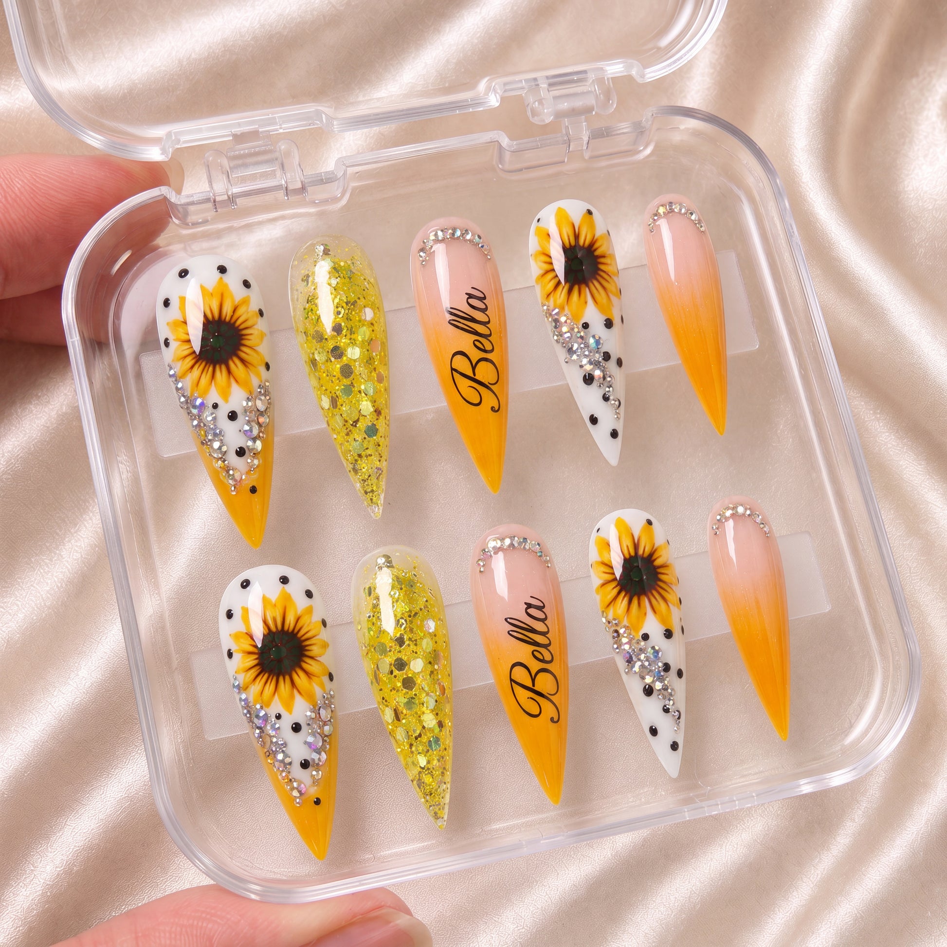 Sunflower Glow - Personalized Press-On Nails