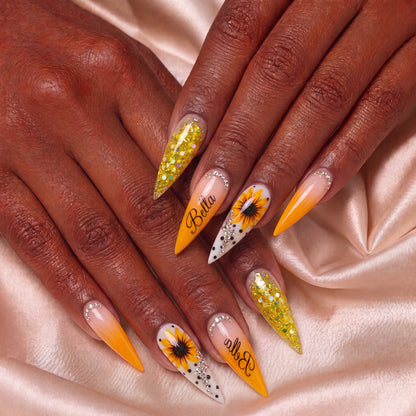Sunflower Glow - Personalized Press-On Nails