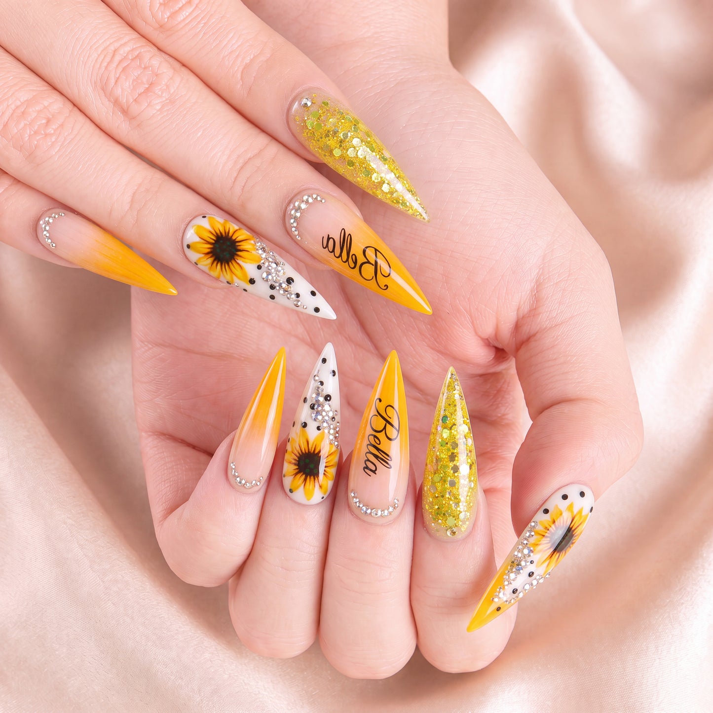 Sunflower Glow - Personalized Press-On Nails