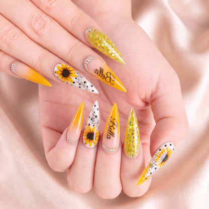 Sunflower Glow - Personalized Press-On Nails