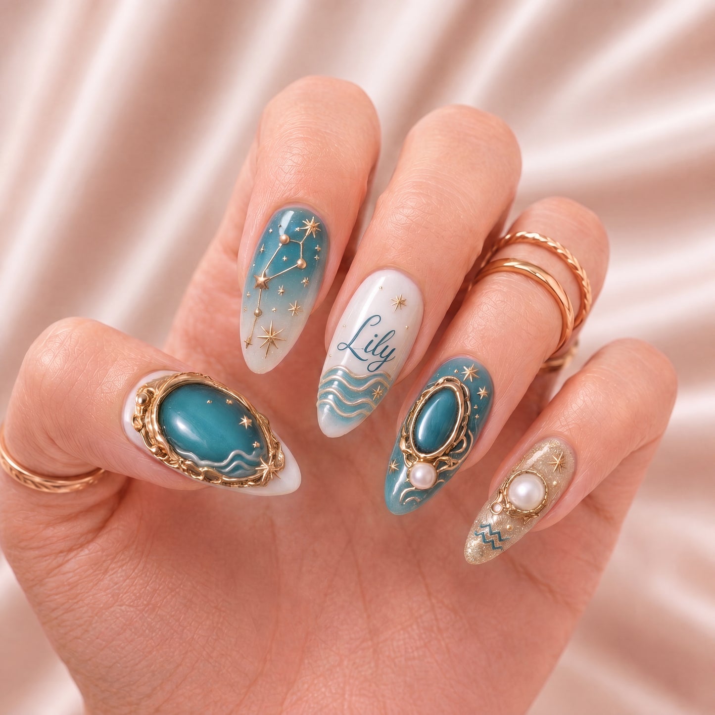 Pearl Aquarius - Personalized Press-On Nails