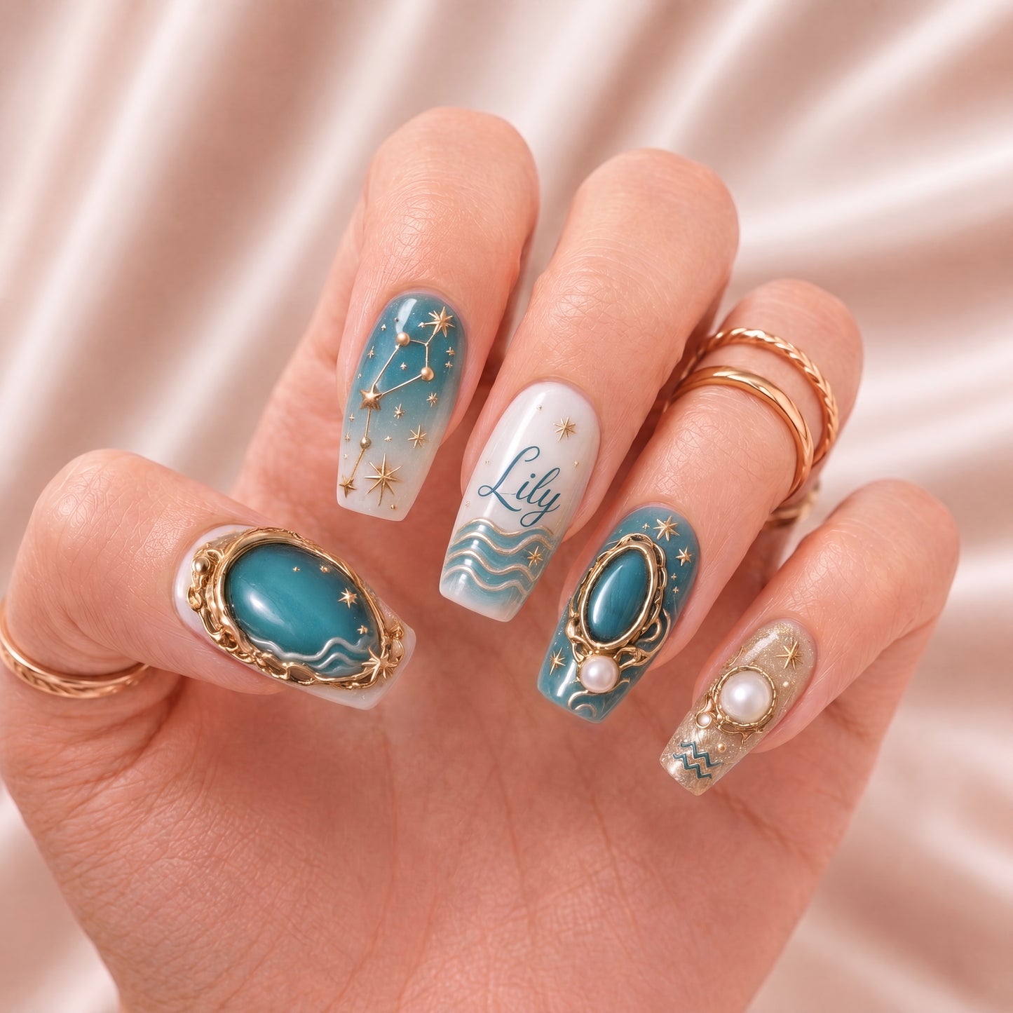 Pearl Aquarius - Personalized Press-On Nails
