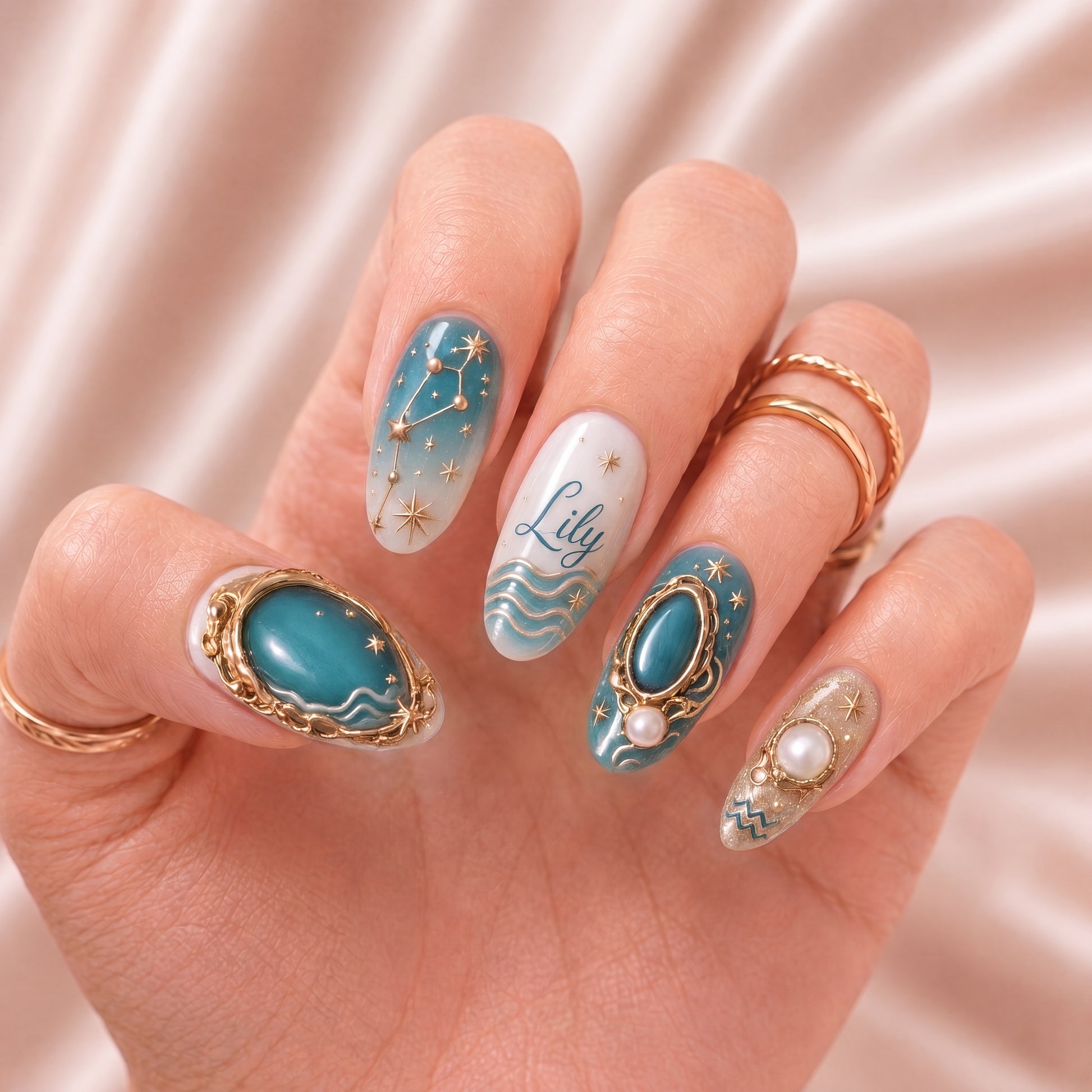 Pearl Aquarius - Personalized Press-On Nails