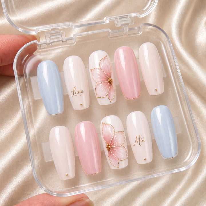 Aurora Blossom Bestie - Personalized Press-On Nails