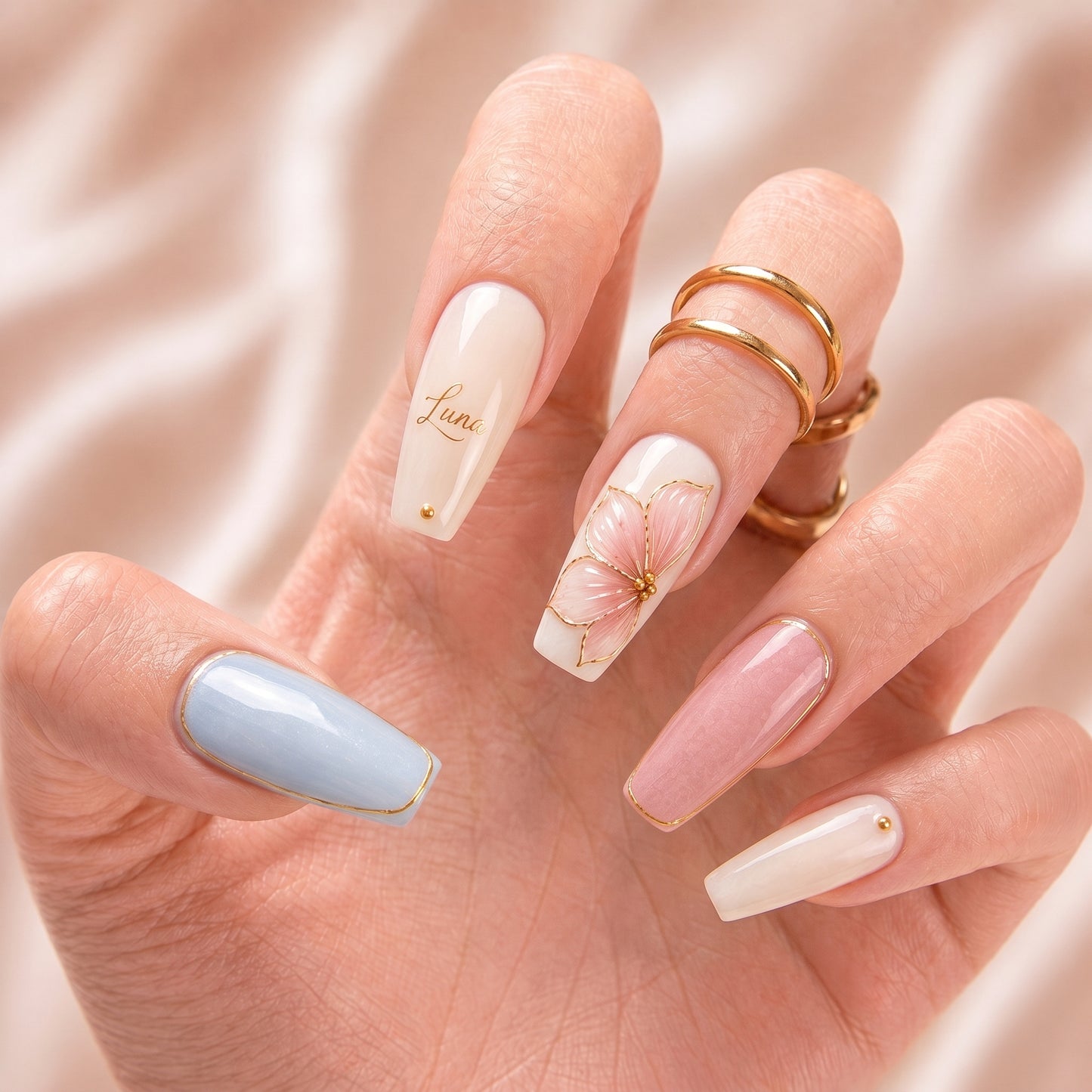 Aurora Blossom Bestie - Personalized Press-On Nails