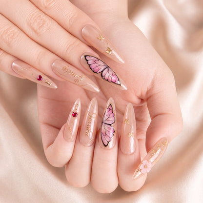 Butterfly Vibes Besties – Personalized Press-On Nails