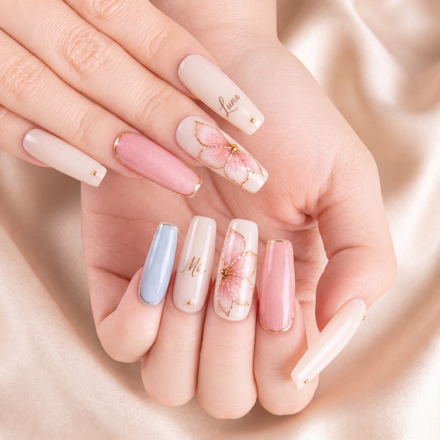 Aurora Blossom Bestie - Personalized Press-On Nails