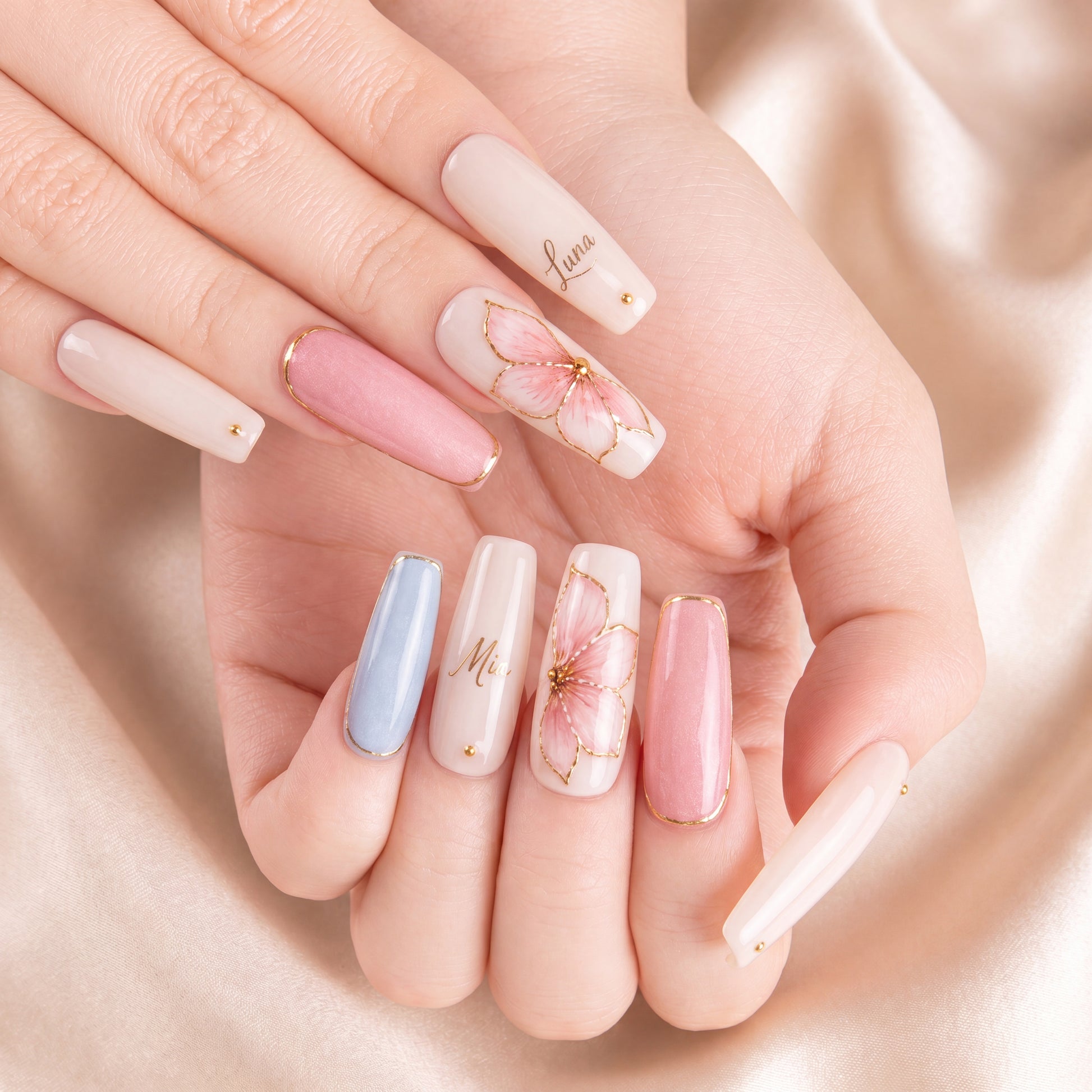 Aurora Blossom Bestie - Personalized Press-On Nails