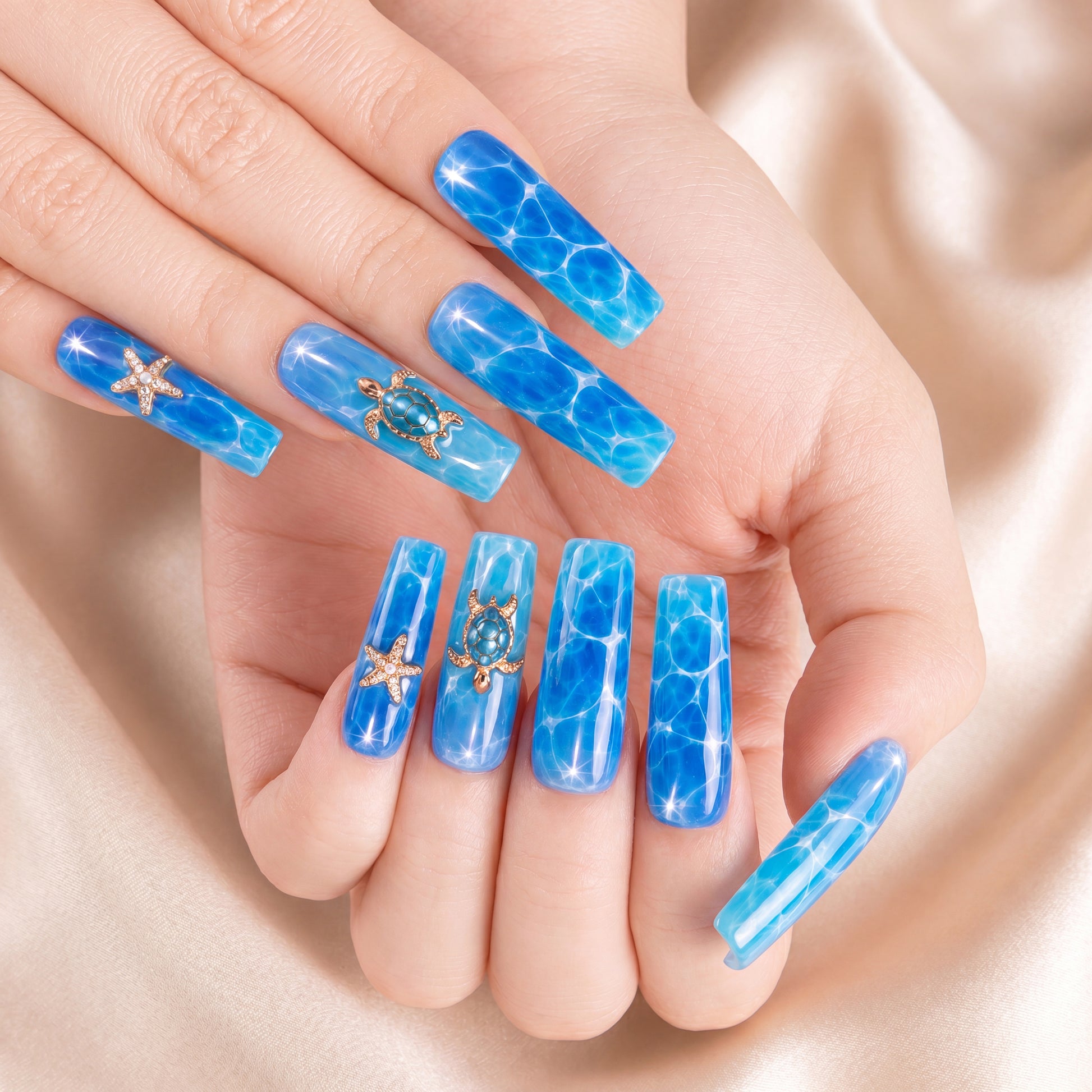Turtle Ocean Sparkle - Press-On Nails
