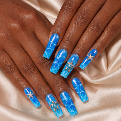 Turtle Ocean Sparkle - Press-On Nails