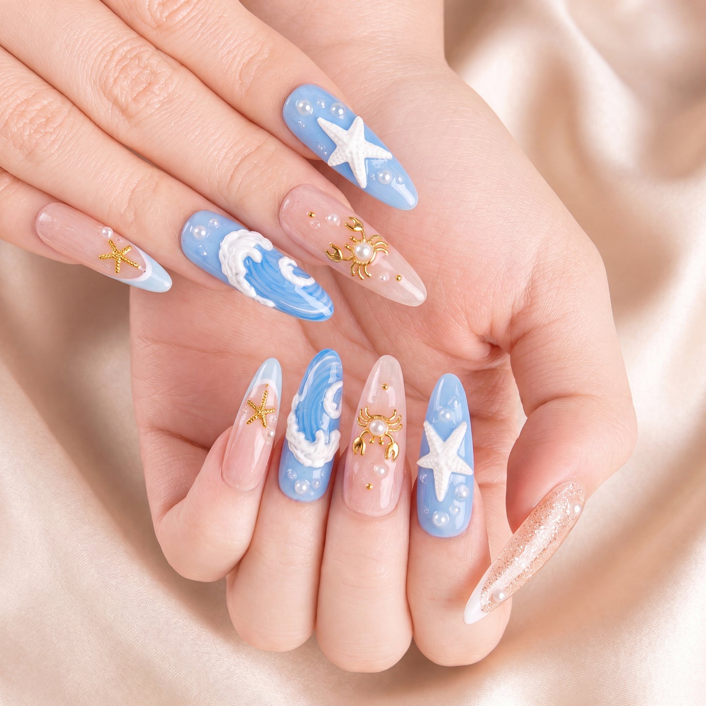 Beach Golden Crab - Press-On Nails