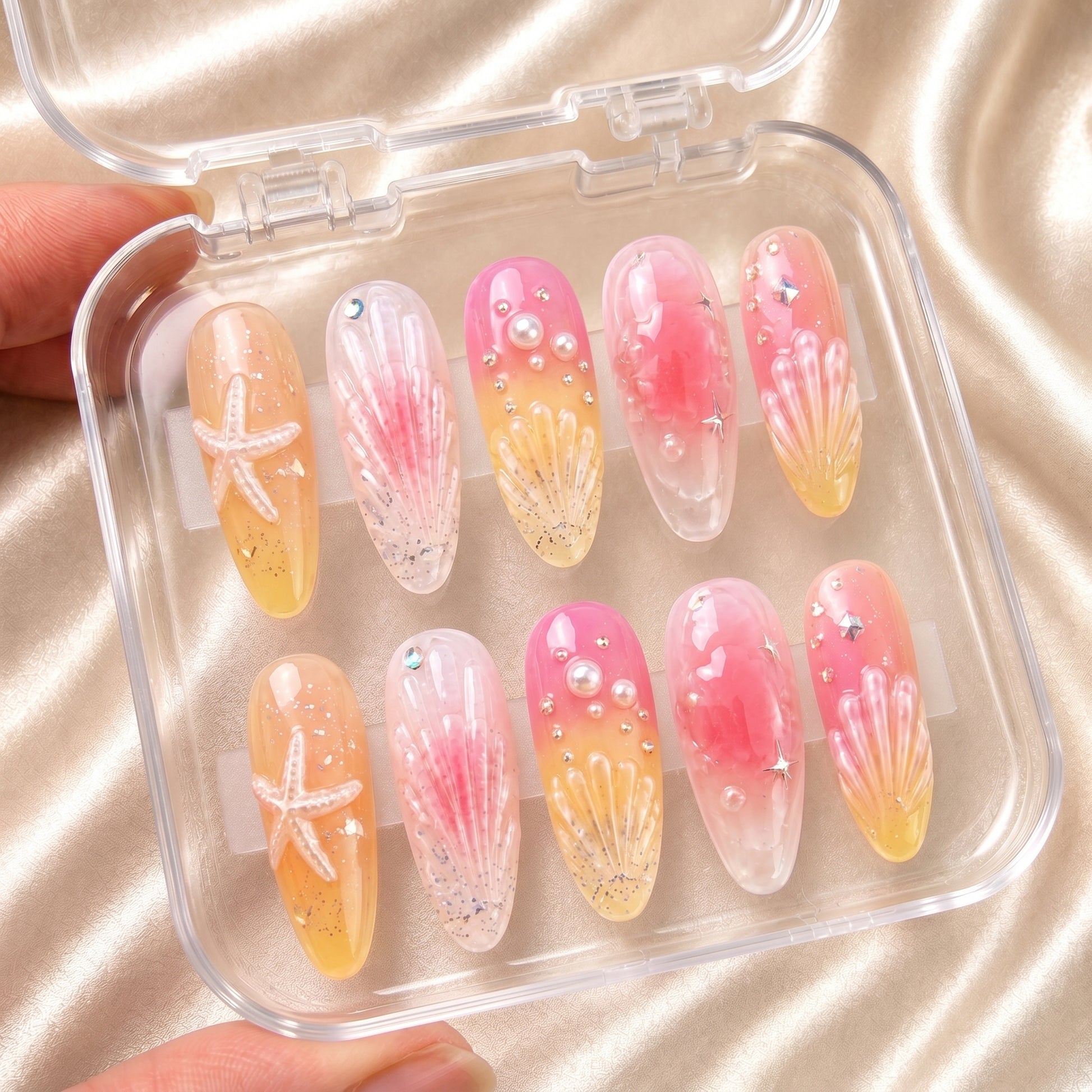 Glitter Seashell - Press-On Nails