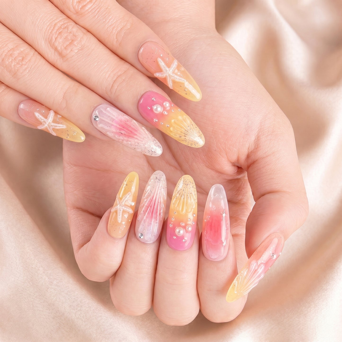 Glitter Seashell - Press-On Nails