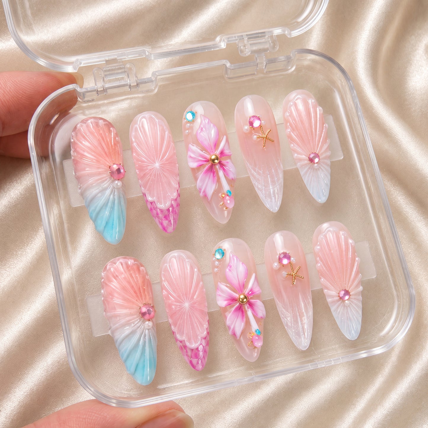 Ocean Pearl Blossom - Press-On Nails