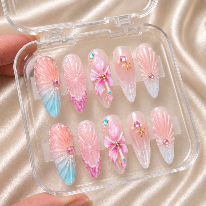 Ocean Pearl Blossom - Press-On Nails