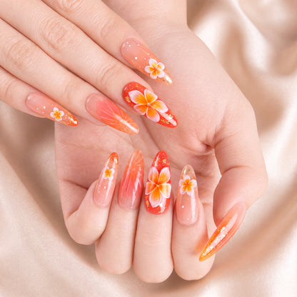 Sunset Plumeria - Press-On Nails