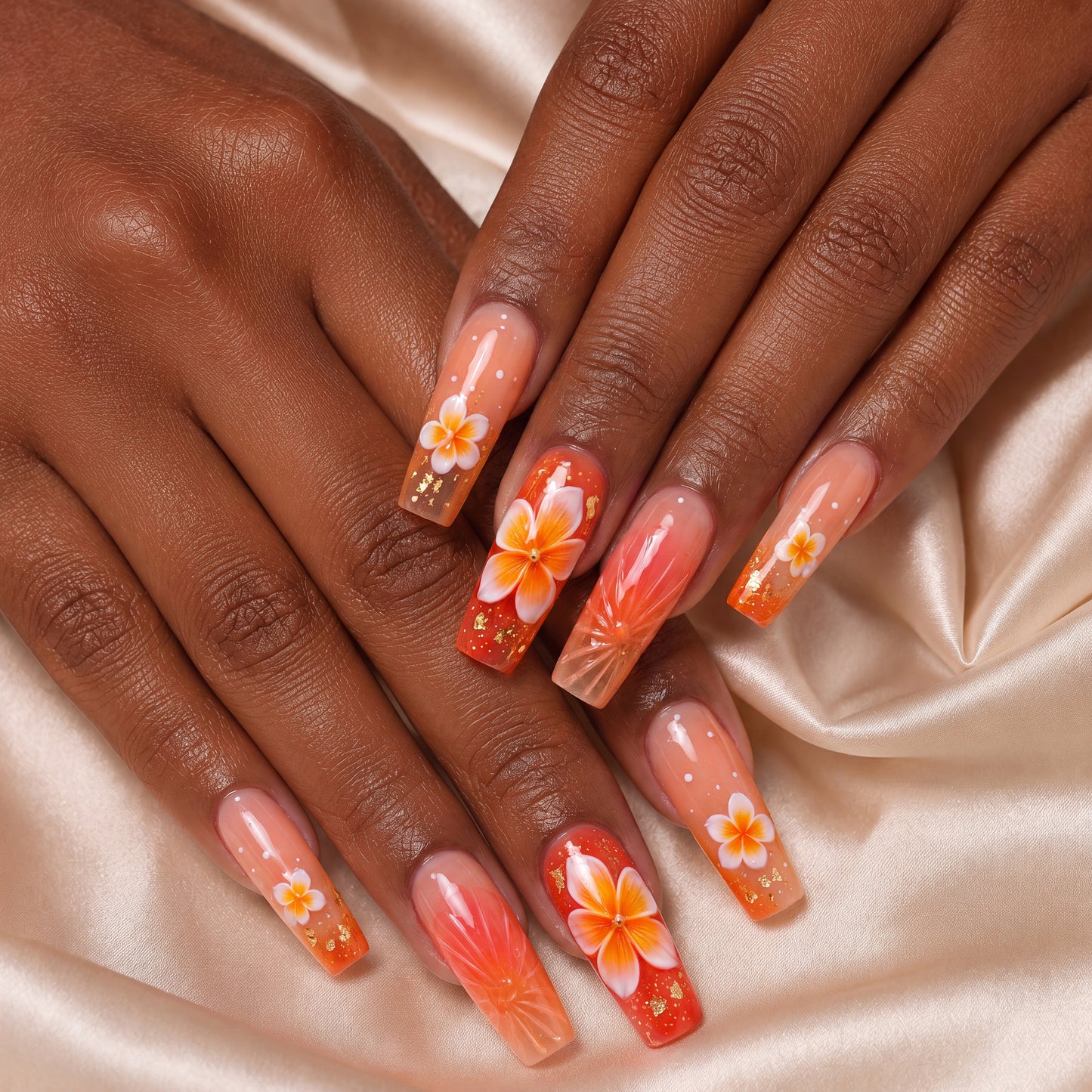 Sunset Plumeria - Press-On Nails