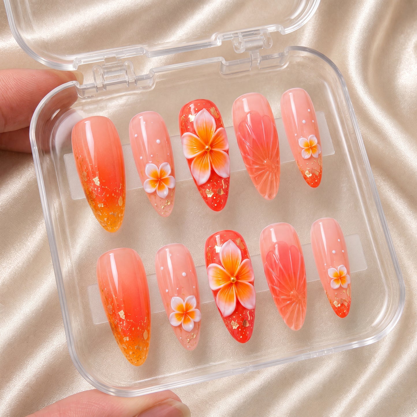 Sunset Plumeria - Press-On Nails
