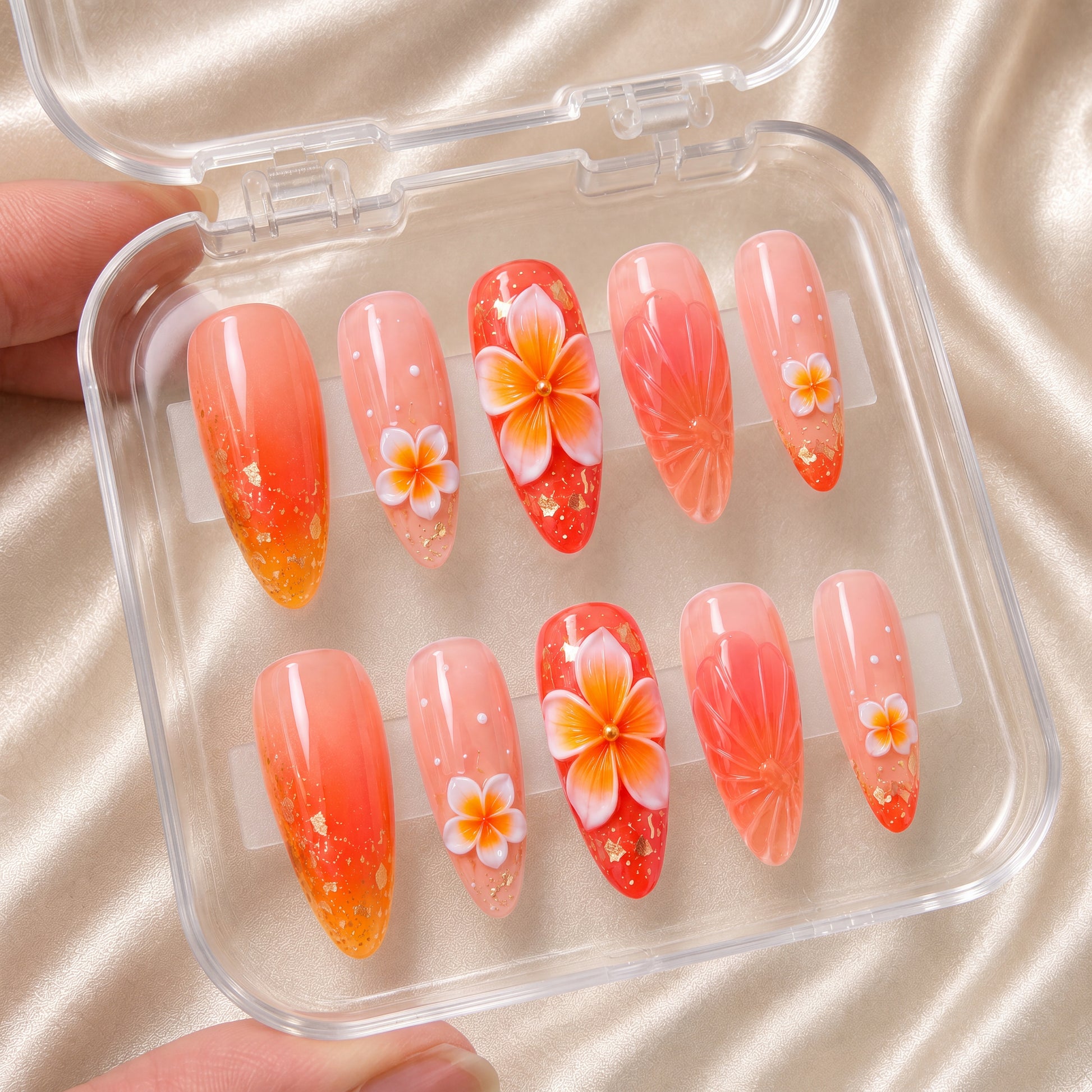 Sunset Plumeria - Press-On Nails