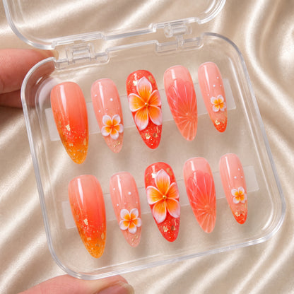 Sunset Plumeria - Press-On Nails