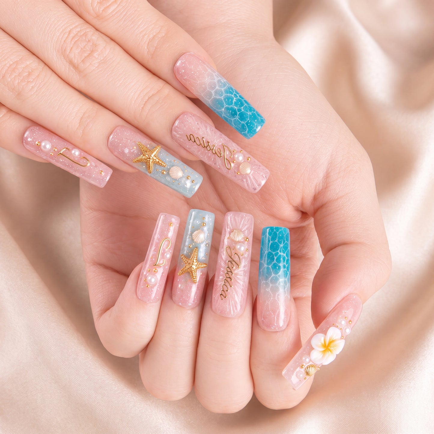Coastal Bloom - Personalized Press-On Nails