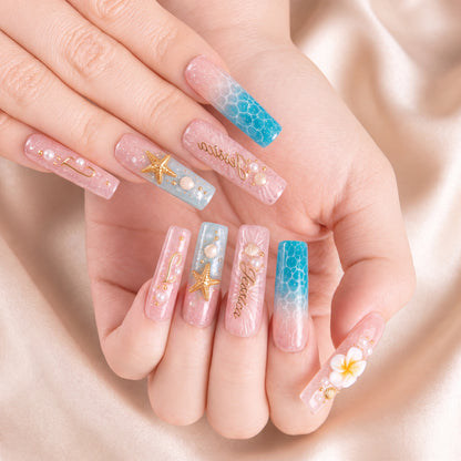 Coastal Bloom - Personalized Press-On Nails