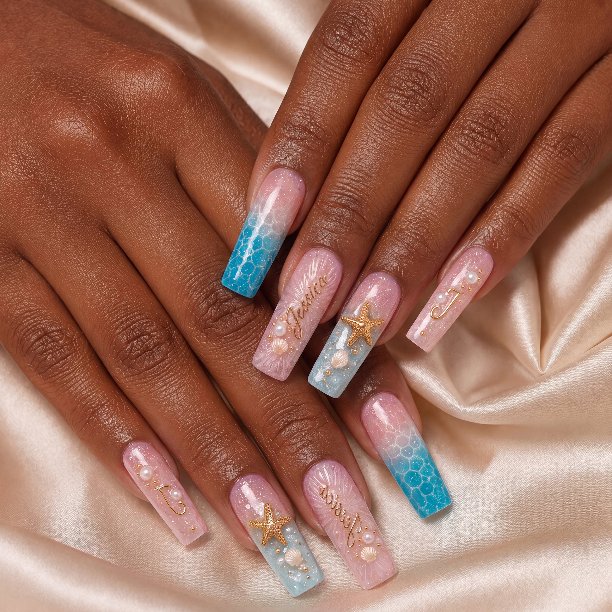 Coastal Bloom - Personalized Press-On Nails