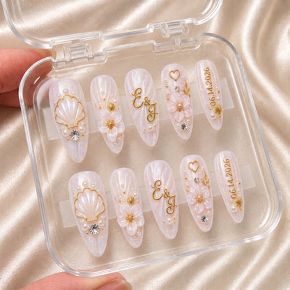 Seashell Promise - Personalized Press-On Nails