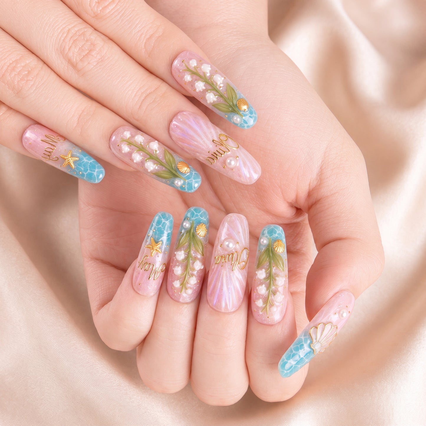 Ocean Pearl - Personalized Press-On Nails