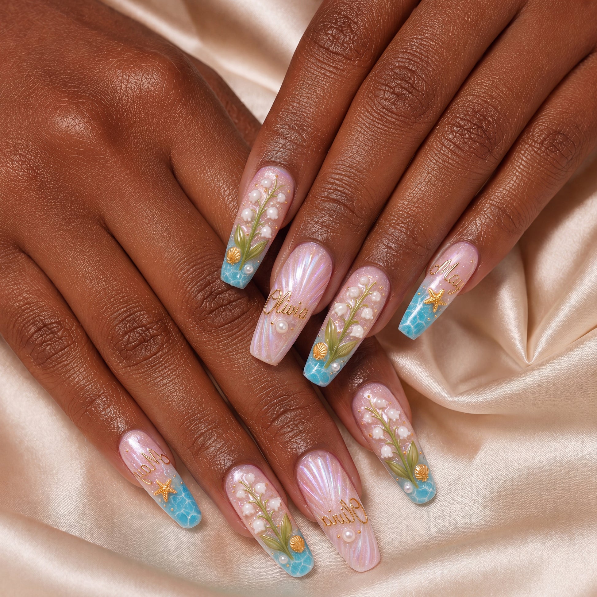Ocean Pearl - Personalized Press-On Nails